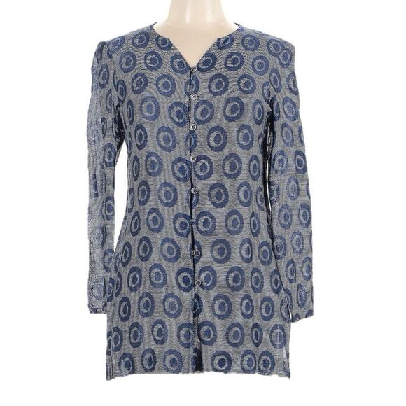 Vintage Oscar by Oscar De La Renta Blue Button Front Blouse - Picture 6 of 7